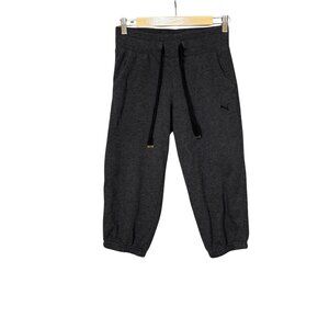 Puma Jogger Sweat Capri‎ Pants Womens Size XS Gray Fleece Elastic Waist Pull On